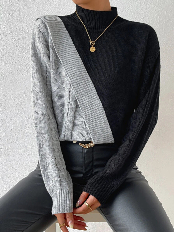 Pull torsadé à col montant pour femme