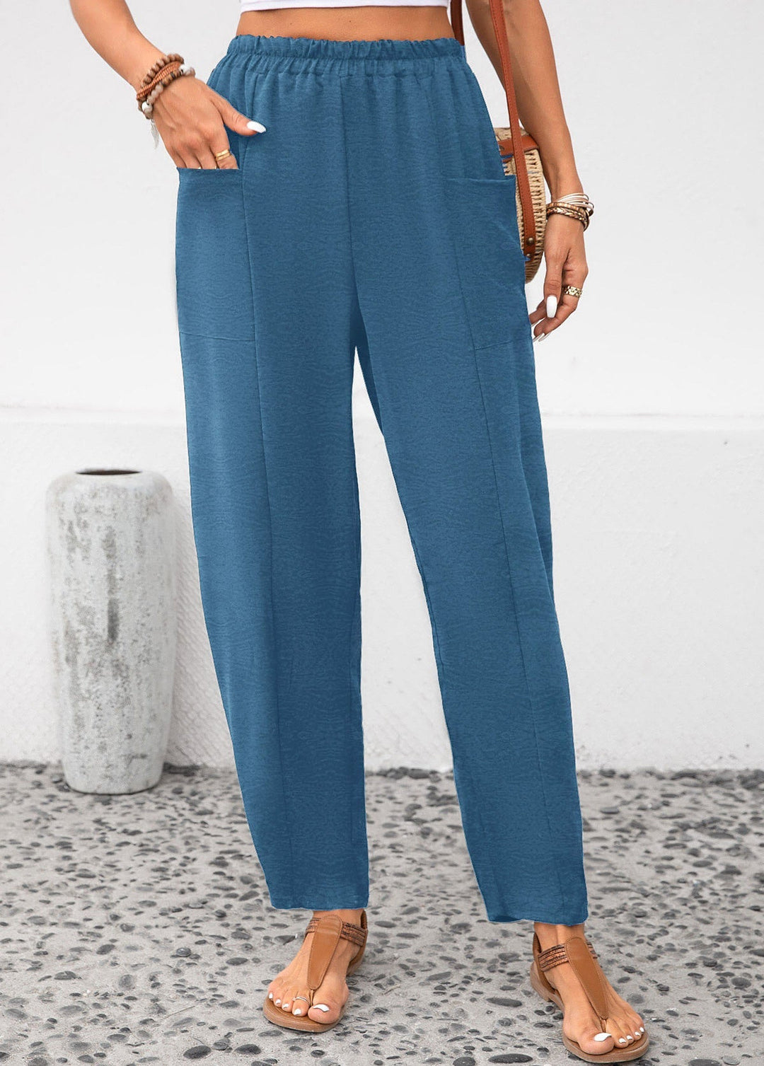 Pantalon élastique couleur unie