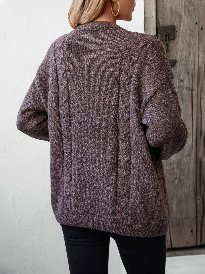Cardigan à col tricoté ouvert à manches longues
