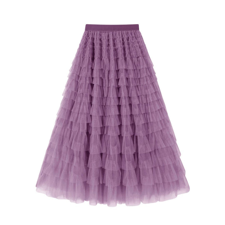Jupe midi en mesh superposé fluide