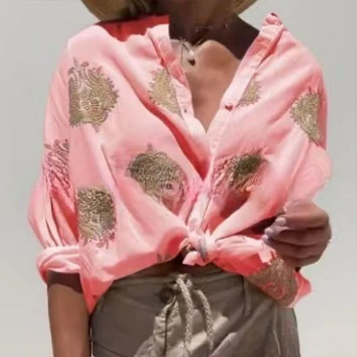 Chemise à manches longues à imprimé boutons