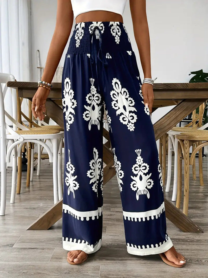 Pantalon taille haute imprimé