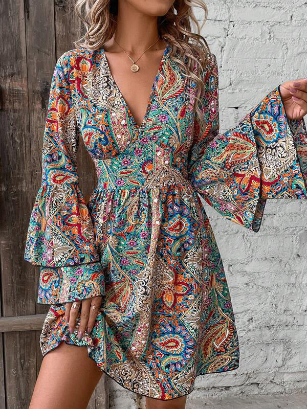Robe évasée à imprimé vintage