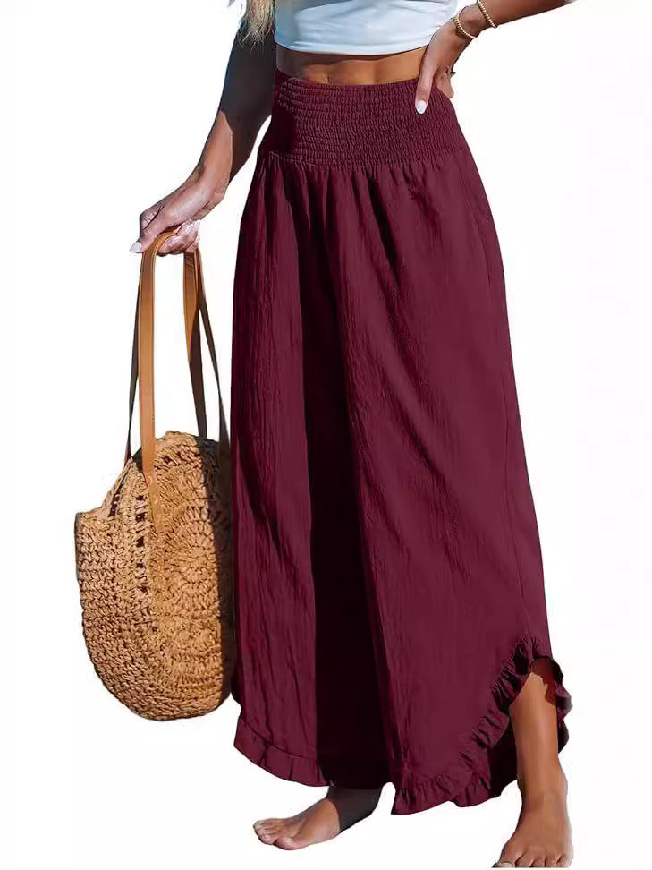 Pantalon en coton irrégulier à taille haute