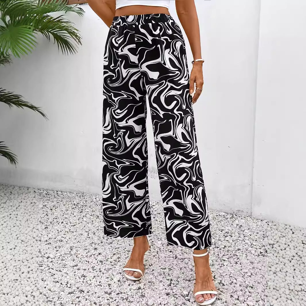 Pantalon à taille élastique Chic Marble