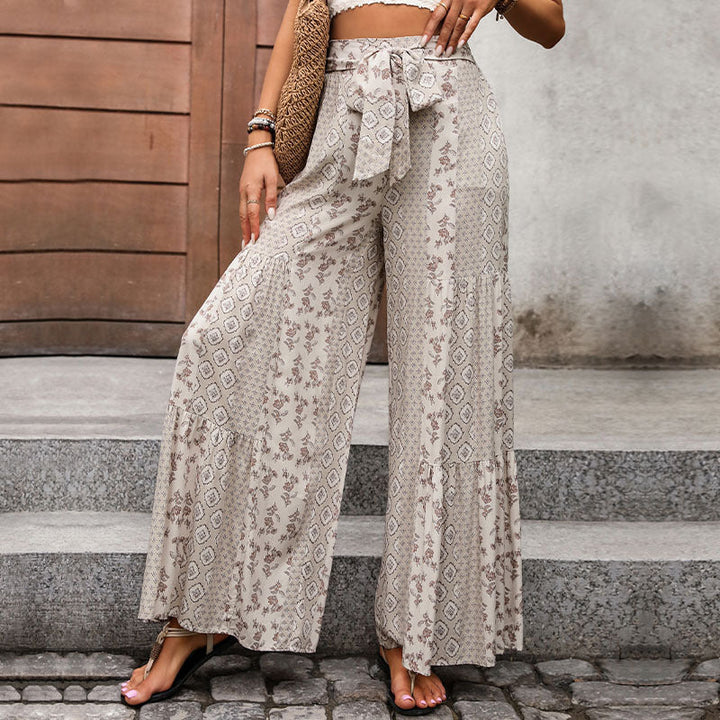 Pantalon ample à nouage imprimé tribal