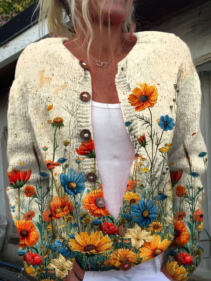 Cardigan décontracté à imprimé numérique pour femme