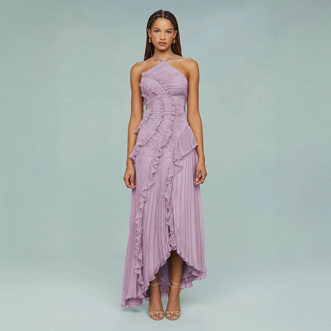 Robe en mousseline plissée amincissante – L'indispensable fluide des escapades en bord de mer