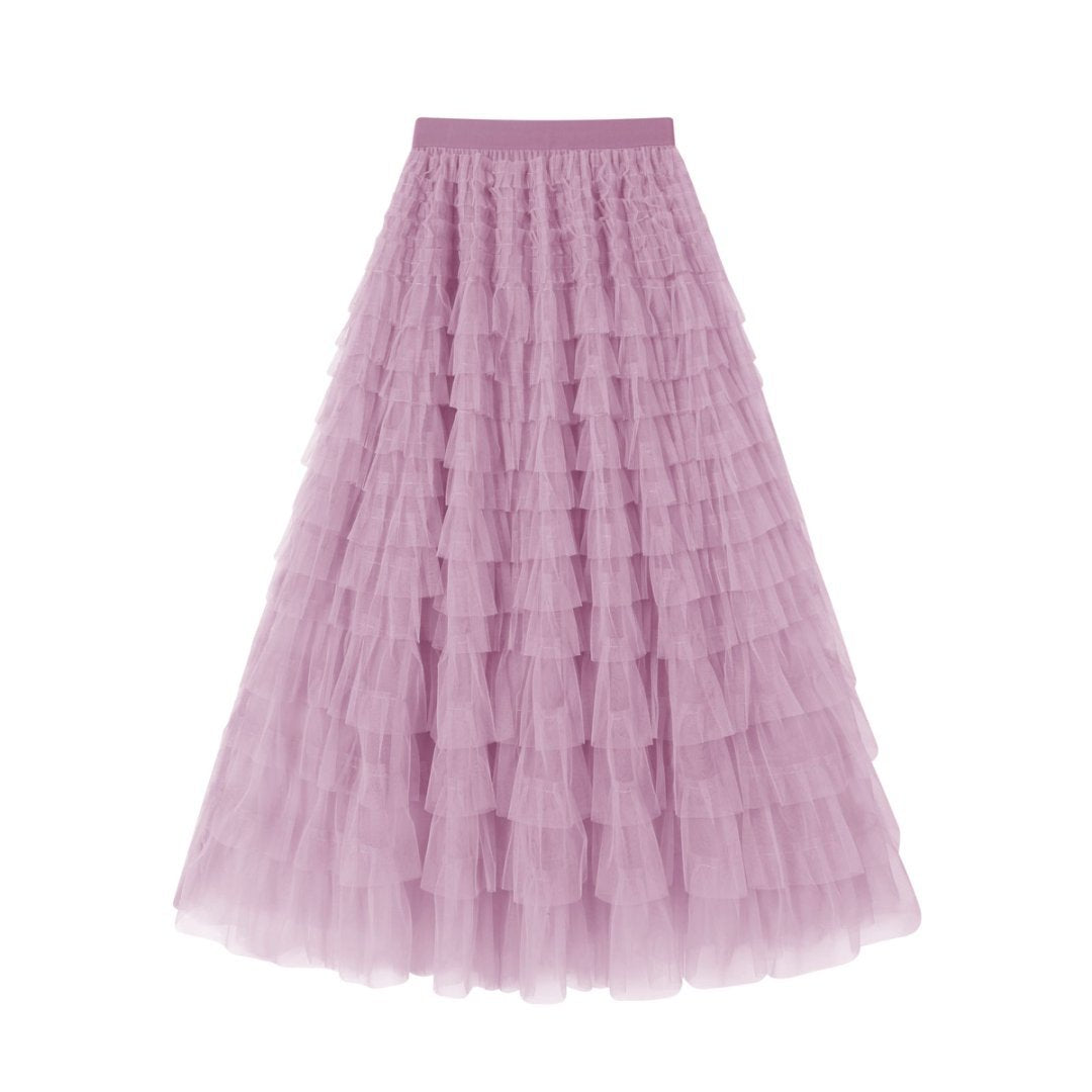 Jupe midi en mesh superposé fluide