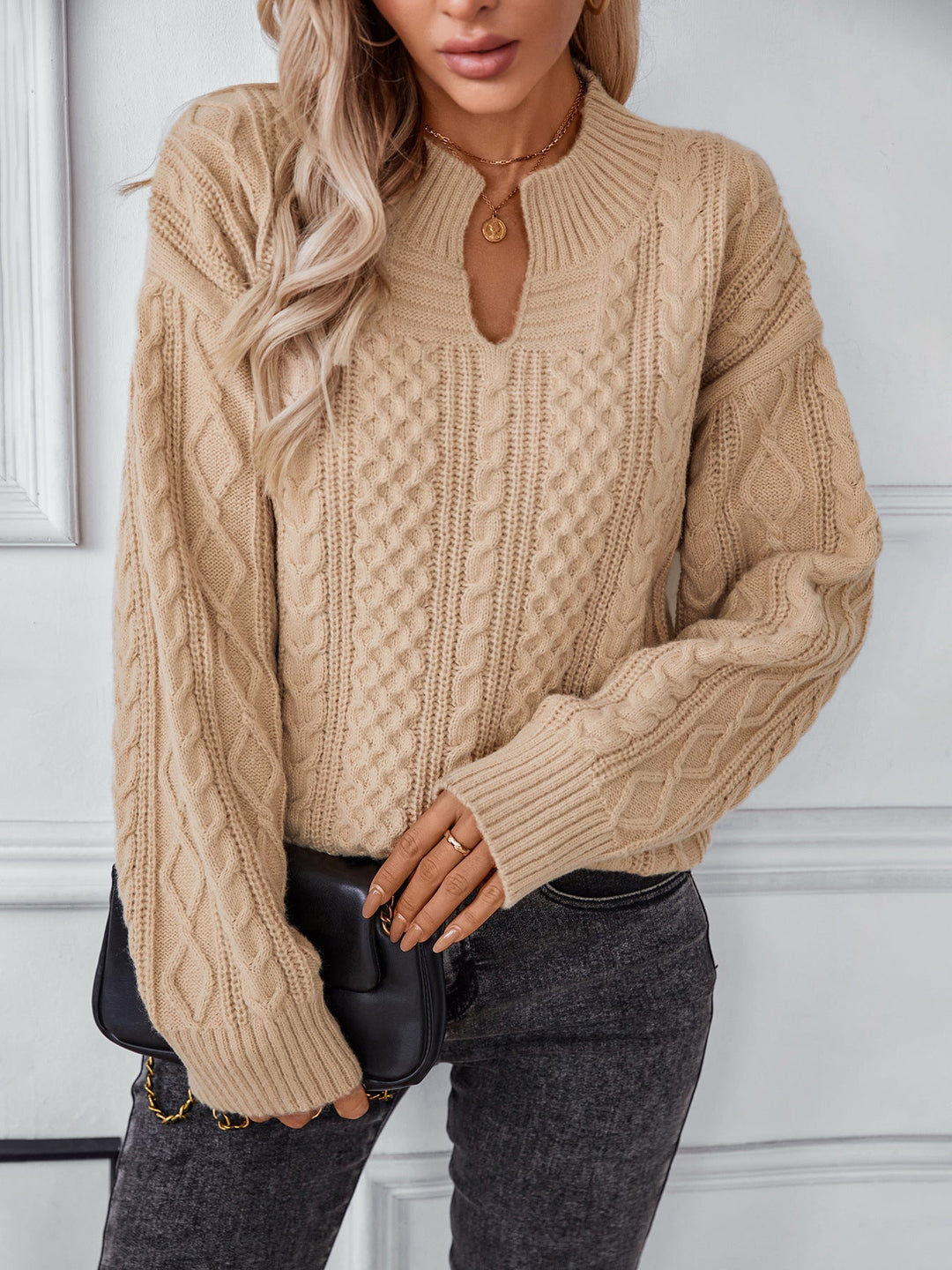 Drizzle pull‑over en maille torsadée