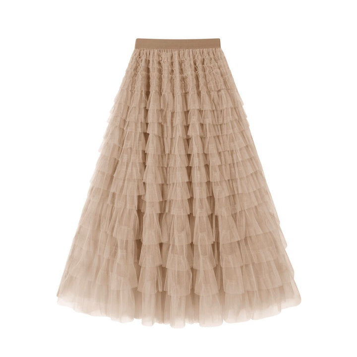 Jupe midi en mesh superposé fluide