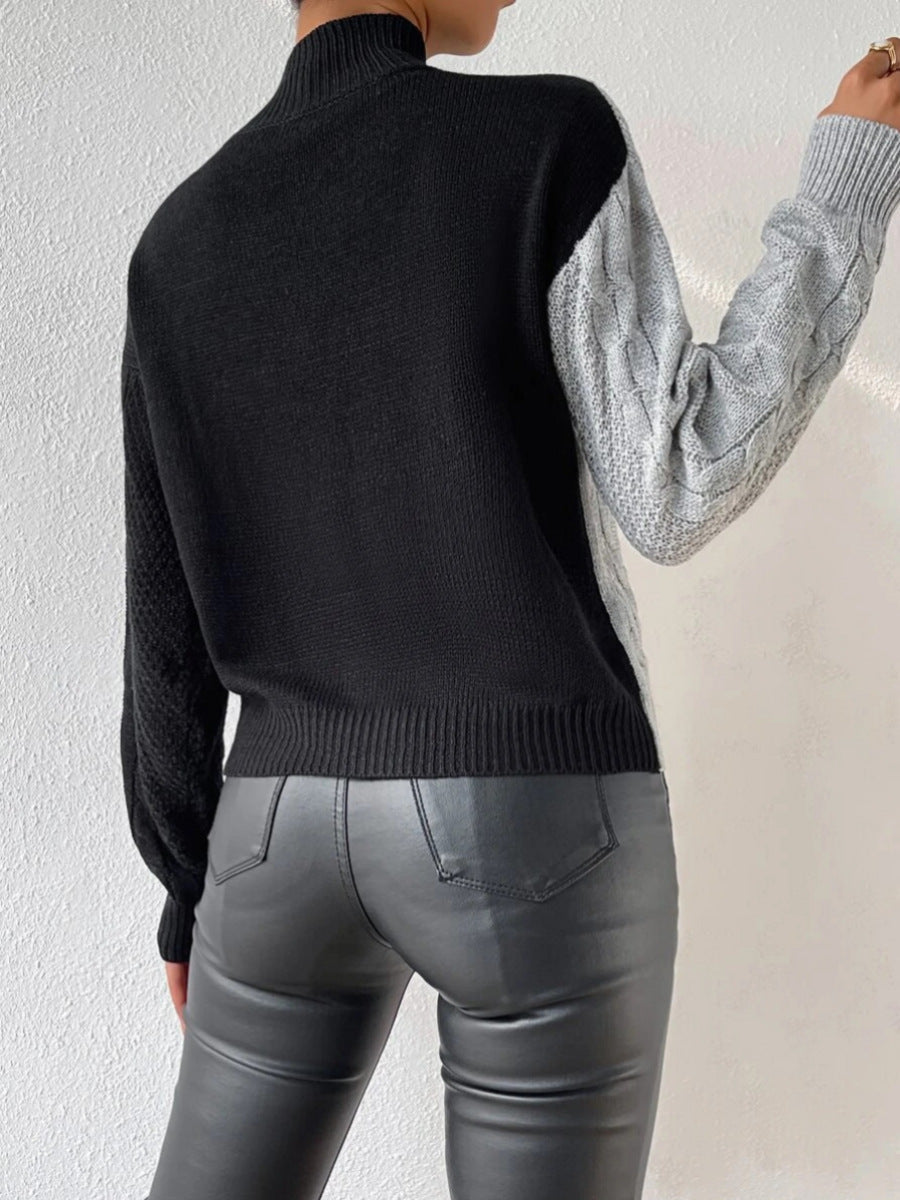 Pull torsadé à col montant pour femme