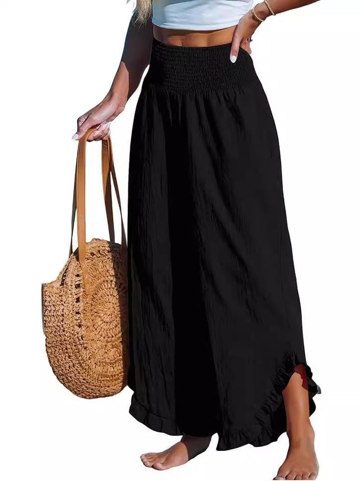 Pantalon en coton irrégulier à taille haute