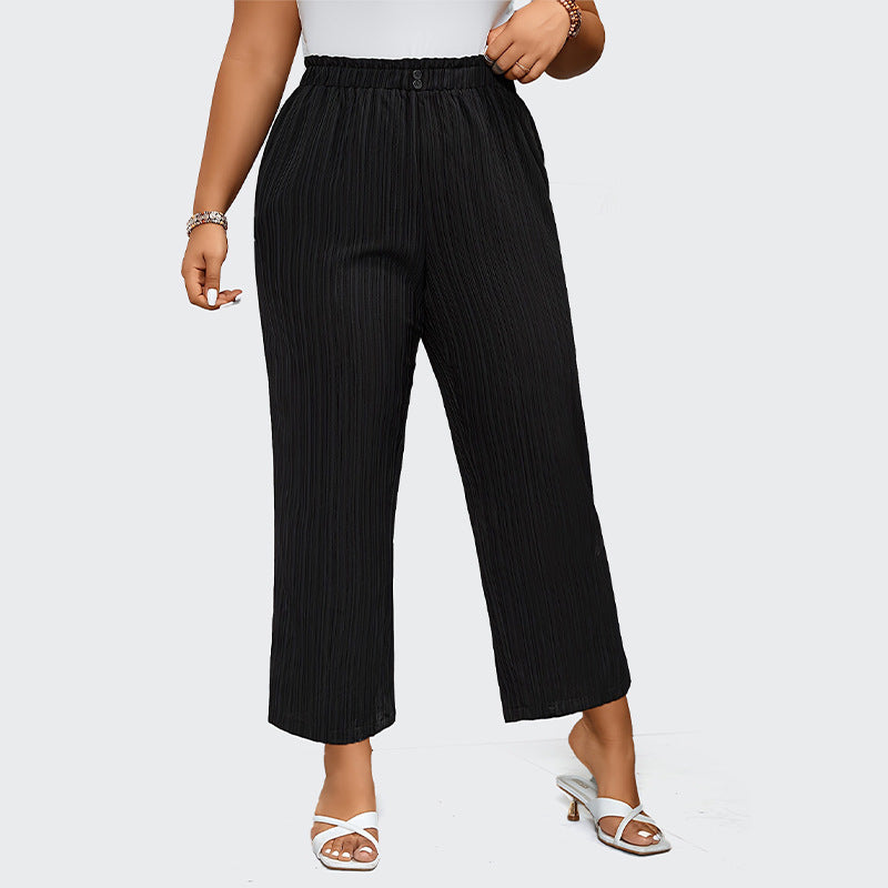Pantalon rayé taille haute confortable