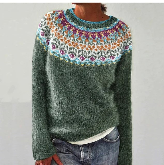 Pull rétro en maille à motifs