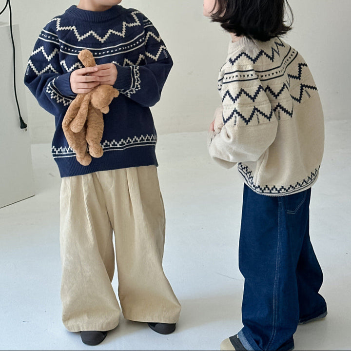 Pull enfant en maille à motif de vagues