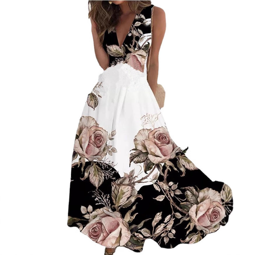 Robe longue sans manches de style bohème