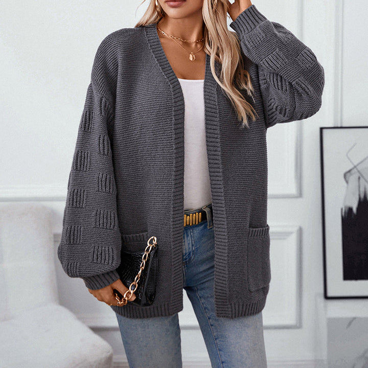 Cardigan décontracté uni et ample à manches longues