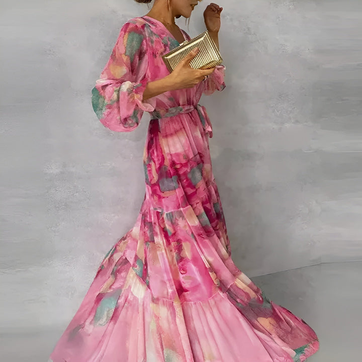 Robe trapèze plissée taille haute