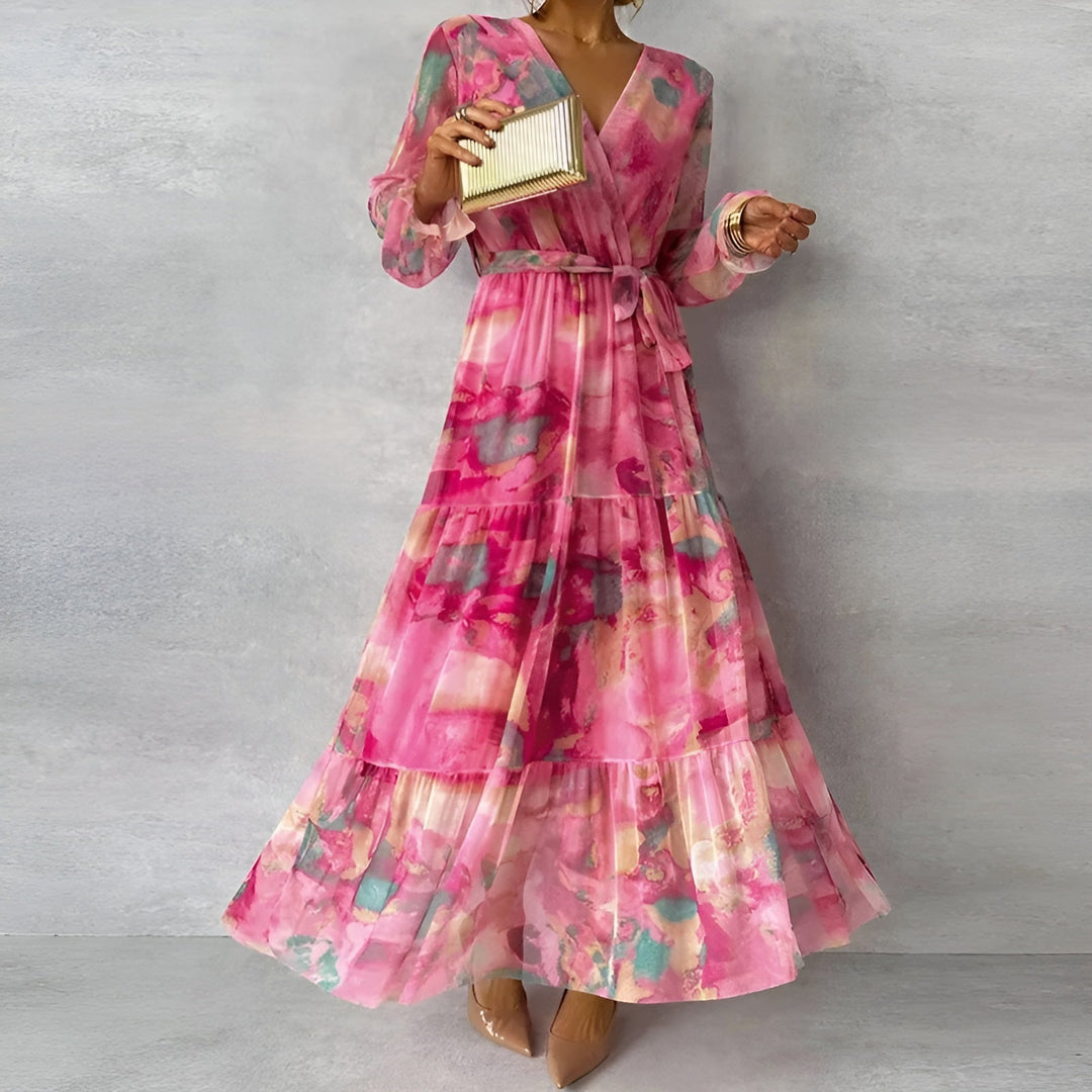 Robe trapèze plissée taille haute