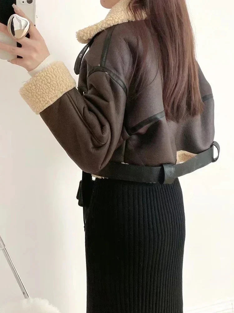 Veste en cuir Hip-Hop oversize