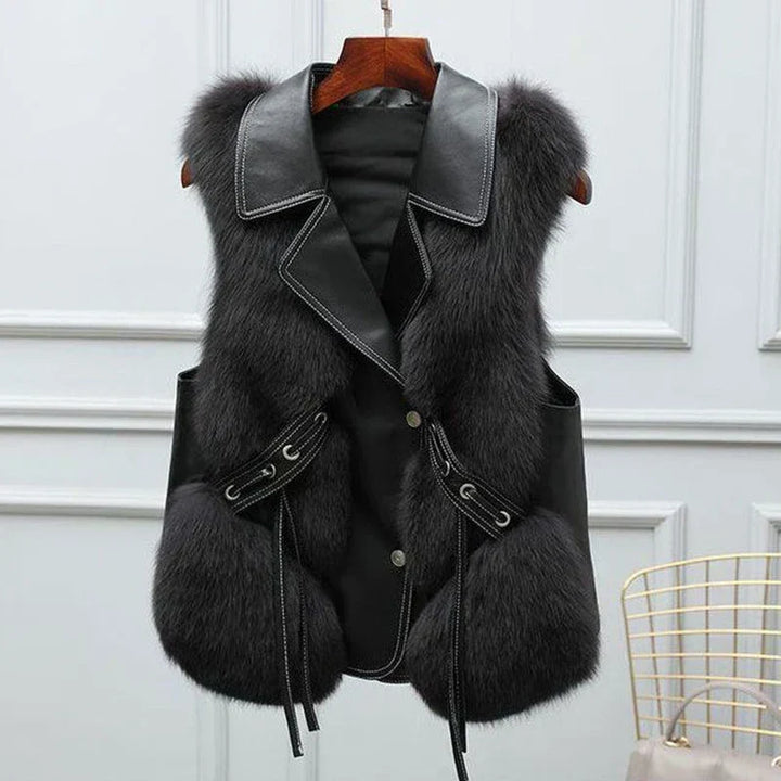 Gilet en fourrure élégant avec col superposé