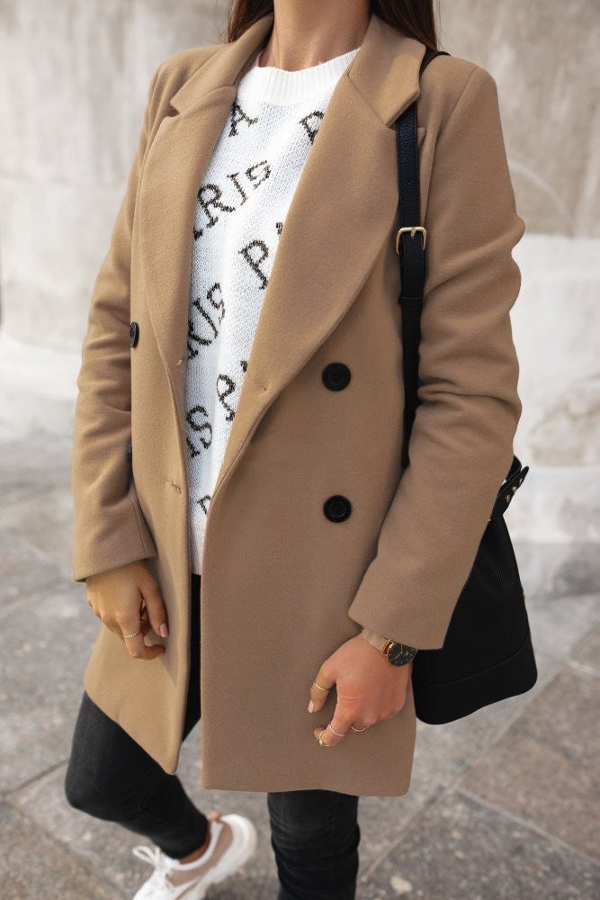 Manteau élégant en mélange de laine pour femmes