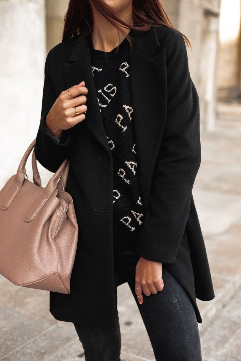 Manteau élégant en mélange de laine pour femmes