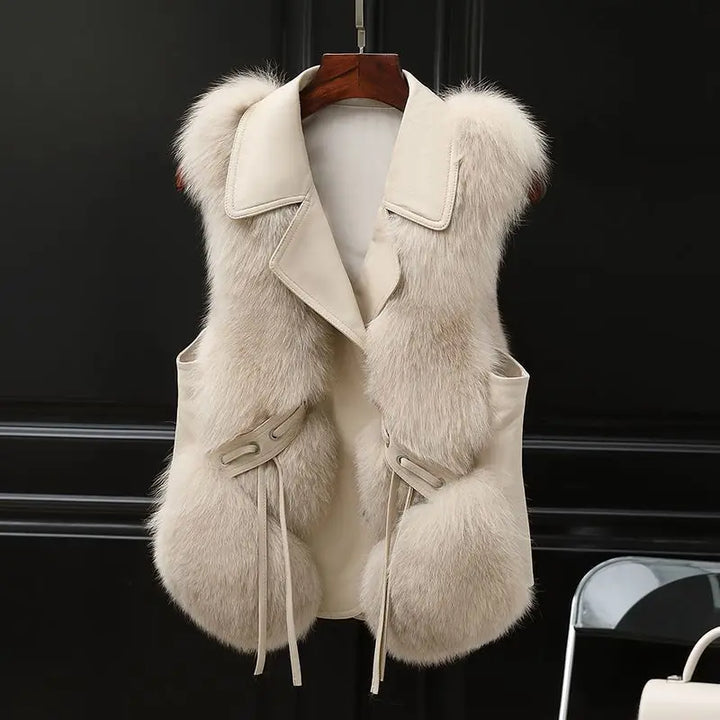 Gilet en fourrure élégant avec col superposé