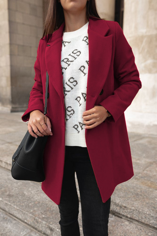 Manteau élégant en mélange de laine pour femmes