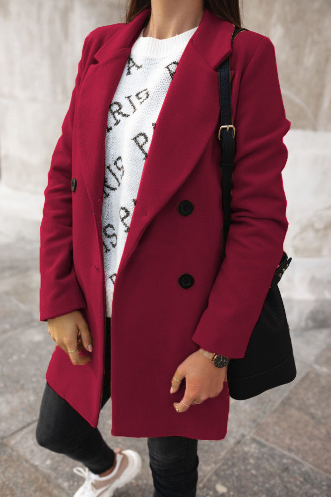 Manteau élégant en mélange de laine pour femmes