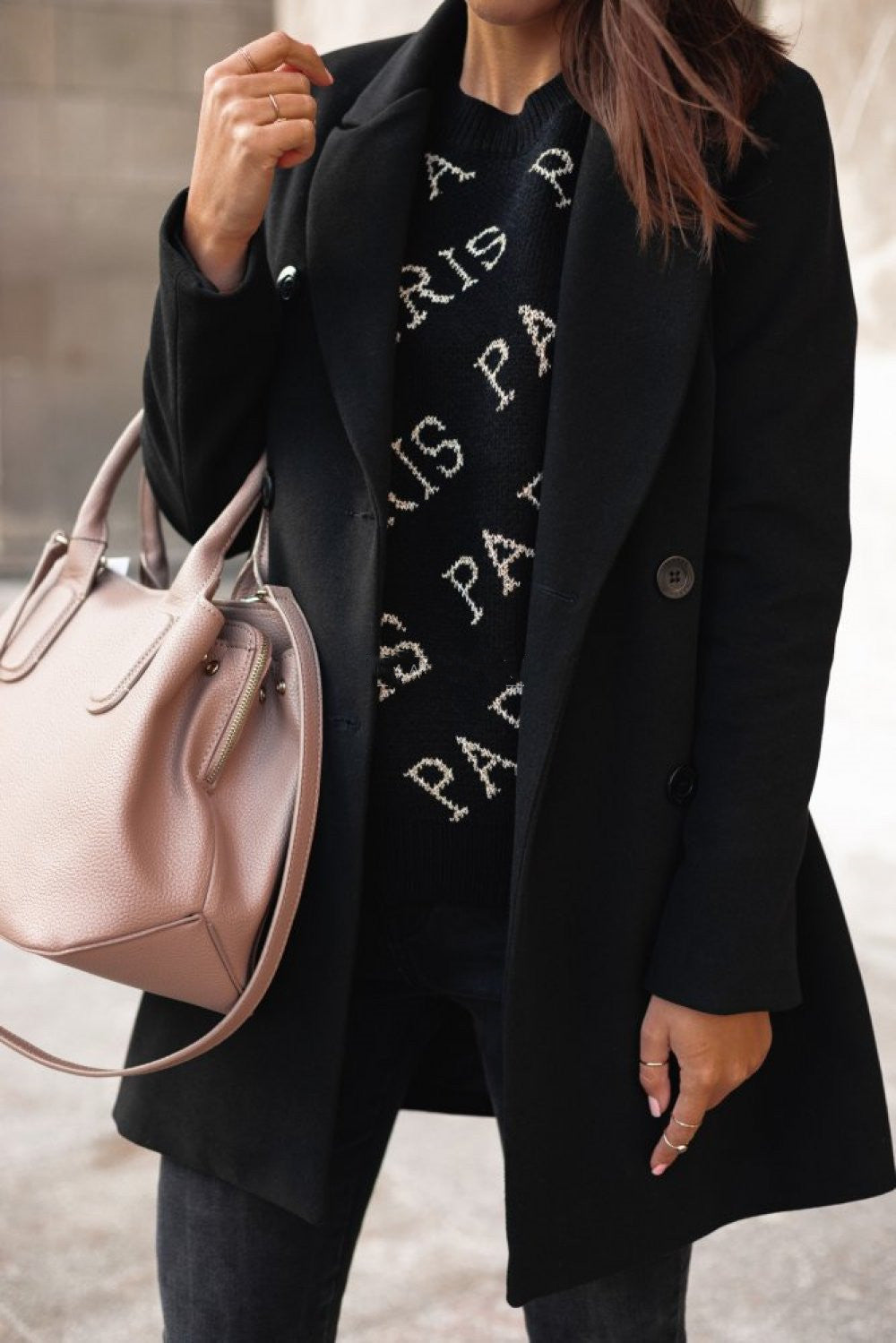Manteau élégant en mélange de laine pour femmes