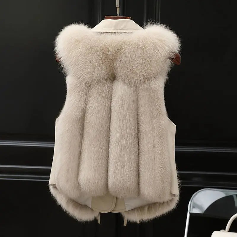 Gilet en fourrure élégant avec col superposé