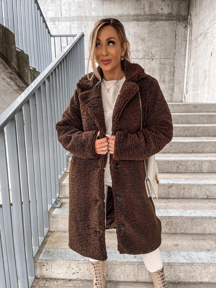 Manteau en laine long pour femme, confortable