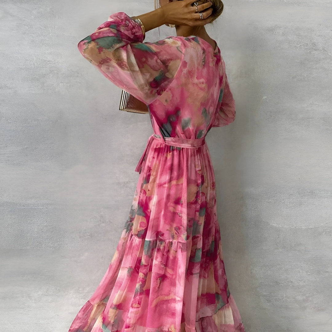 Robe trapèze plissée taille haute