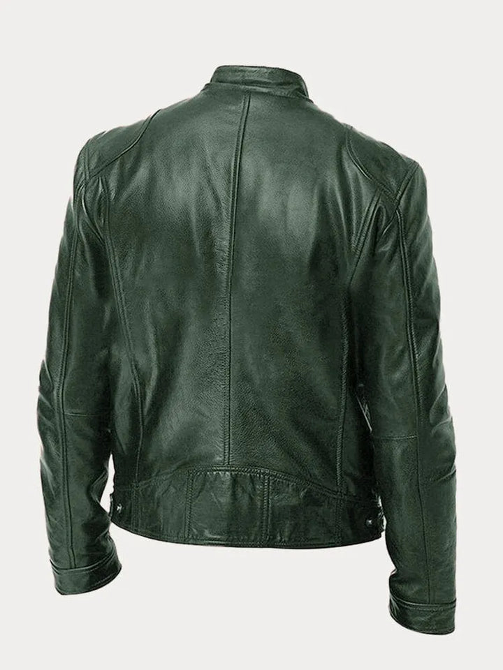 Manteau en cuir décontracté au look Vintage Look