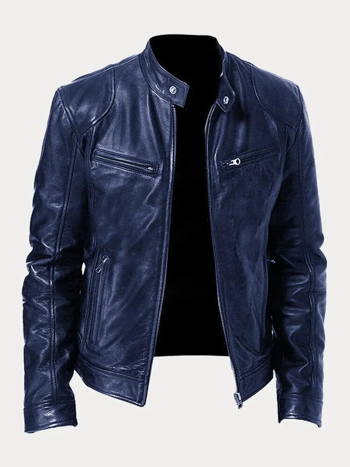 Manteau en cuir décontracté au look Vintage Look