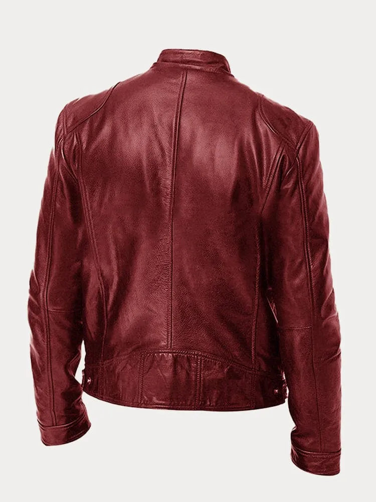 Manteau en cuir décontracté au look Vintage Look