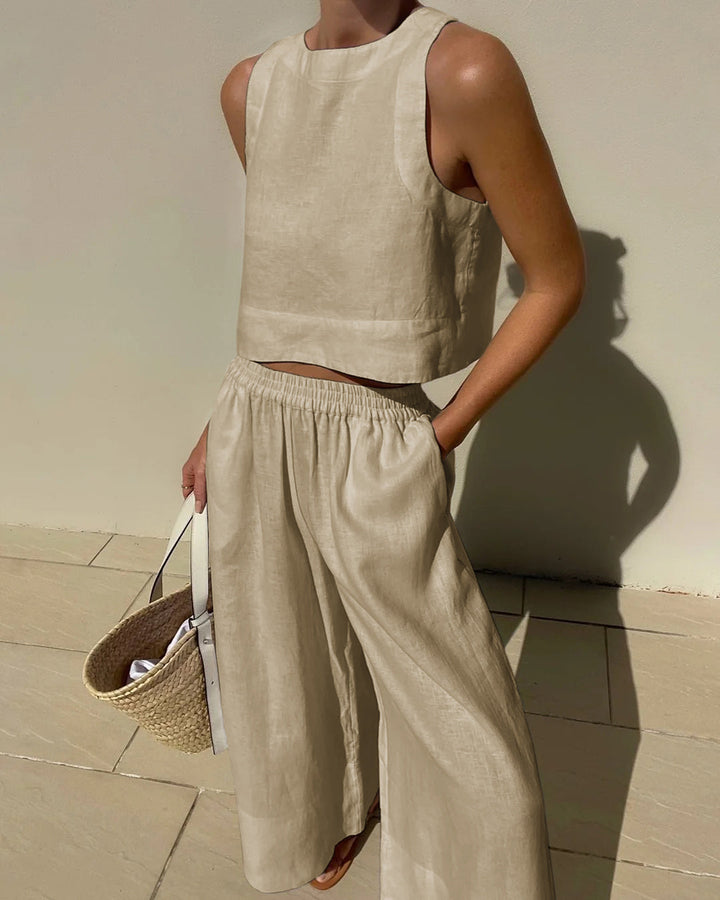 Ensemble Deux Pièces Classique – Essentiel Fluide et Élégant pour le Confort au Travail et le Style Urbain le Week-end