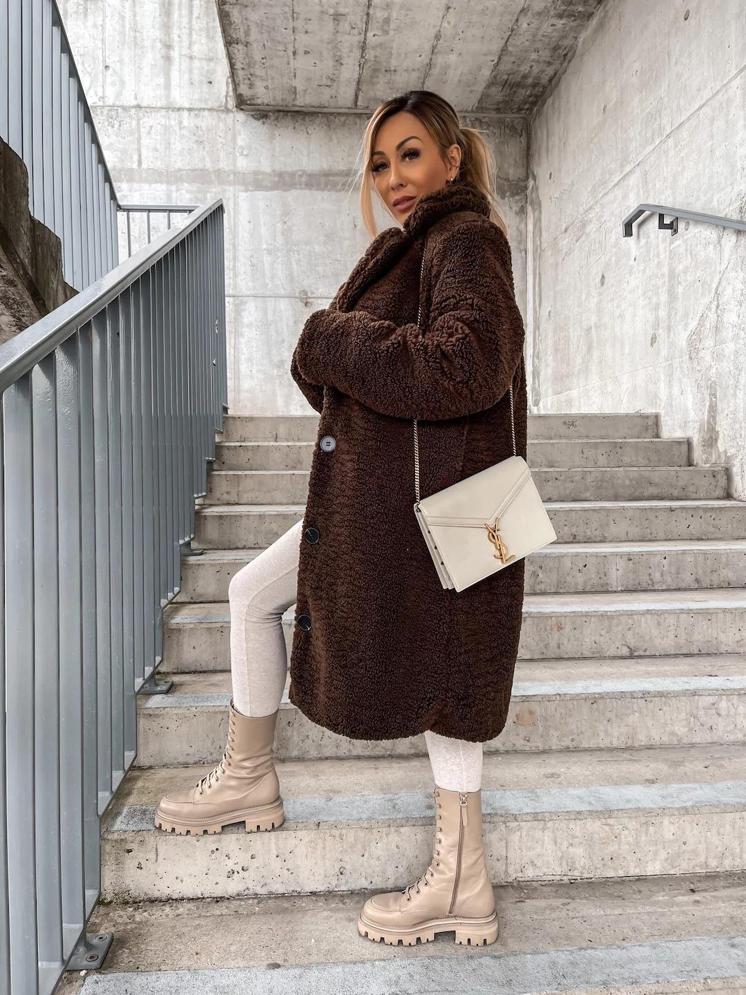 Manteau en laine long pour femme, confortable