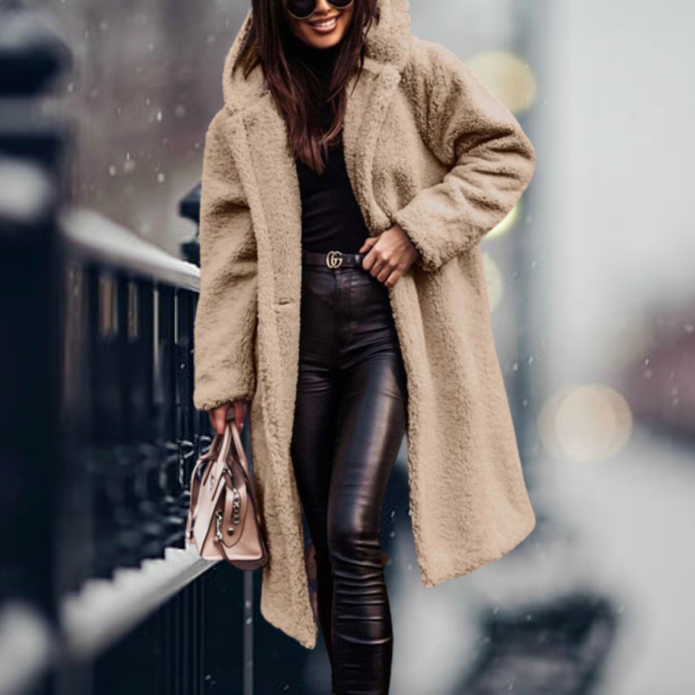 Manteau d'hiver long avec capuche pour femmes