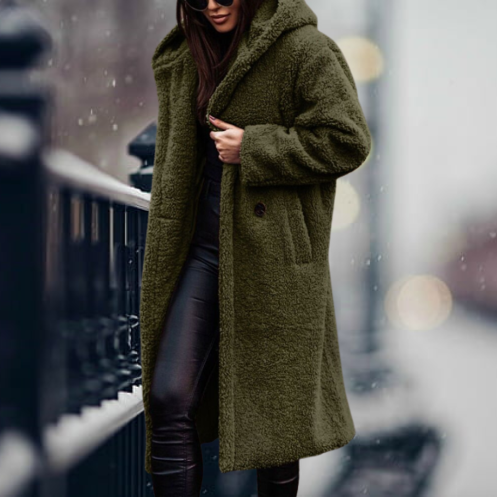Manteau d'hiver long avec capuche pour femmes