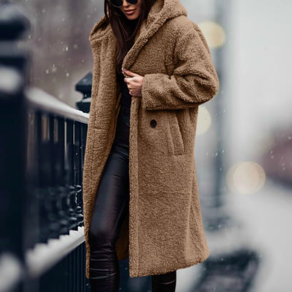 Manteau d'hiver long avec capuche pour femmes