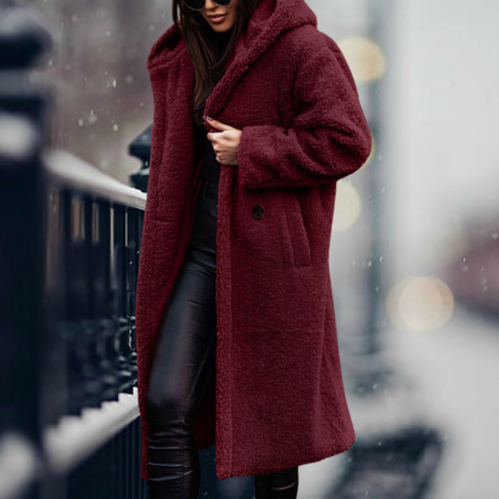 Manteau d'hiver long avec capuche pour femmes