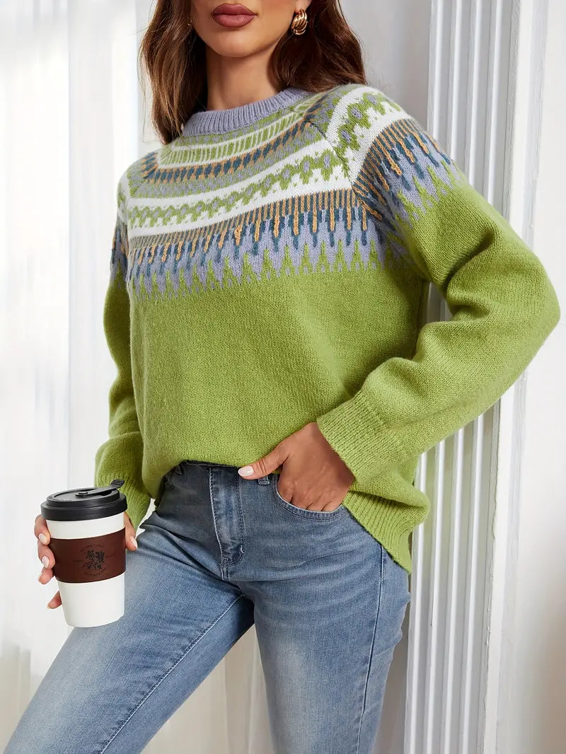 Pull à motif géométrique audacieux et style rétro