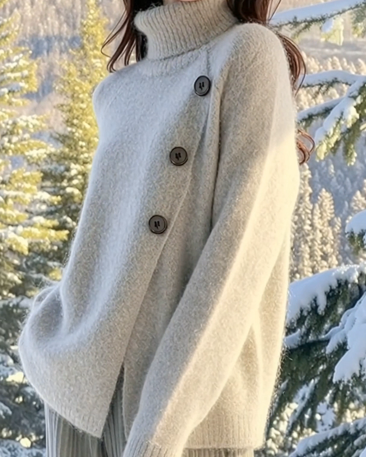 Pull à col montant au design irrégulier