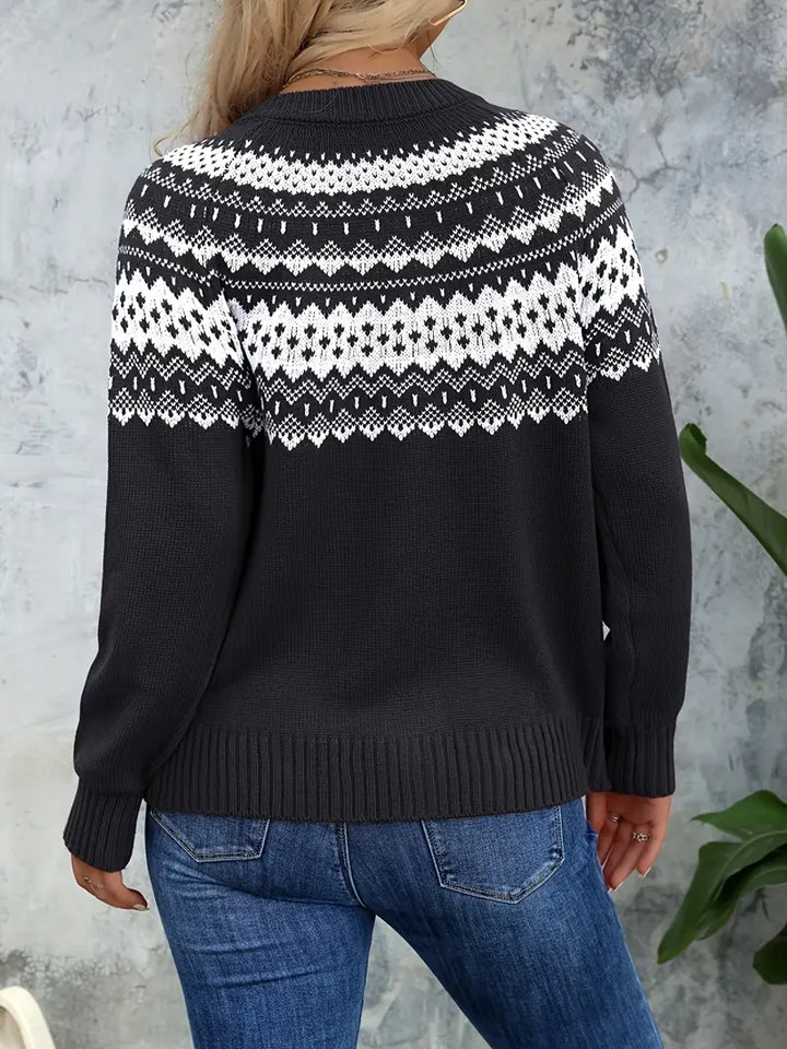 Cardigan en maille acrylique à motif géométrique pour femme