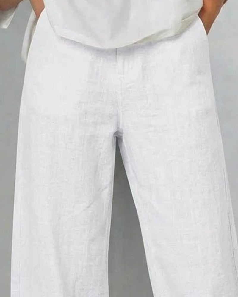 Pantalon décontracté ajouré uni