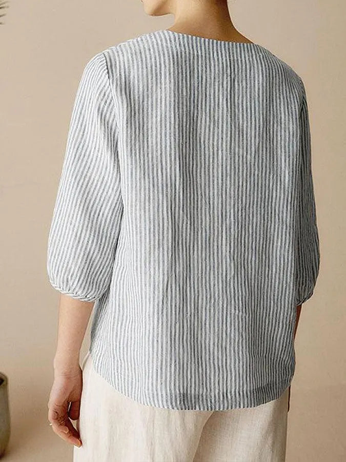 Chemise décontractée à rayures pour femme
