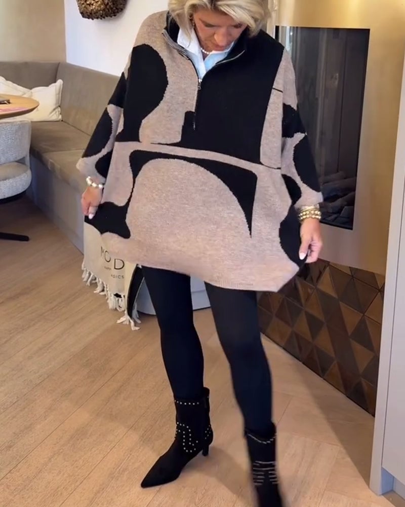 Pull tendance à col montant et demi-zip